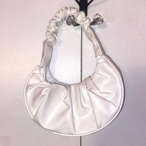 white scrunched mini purse